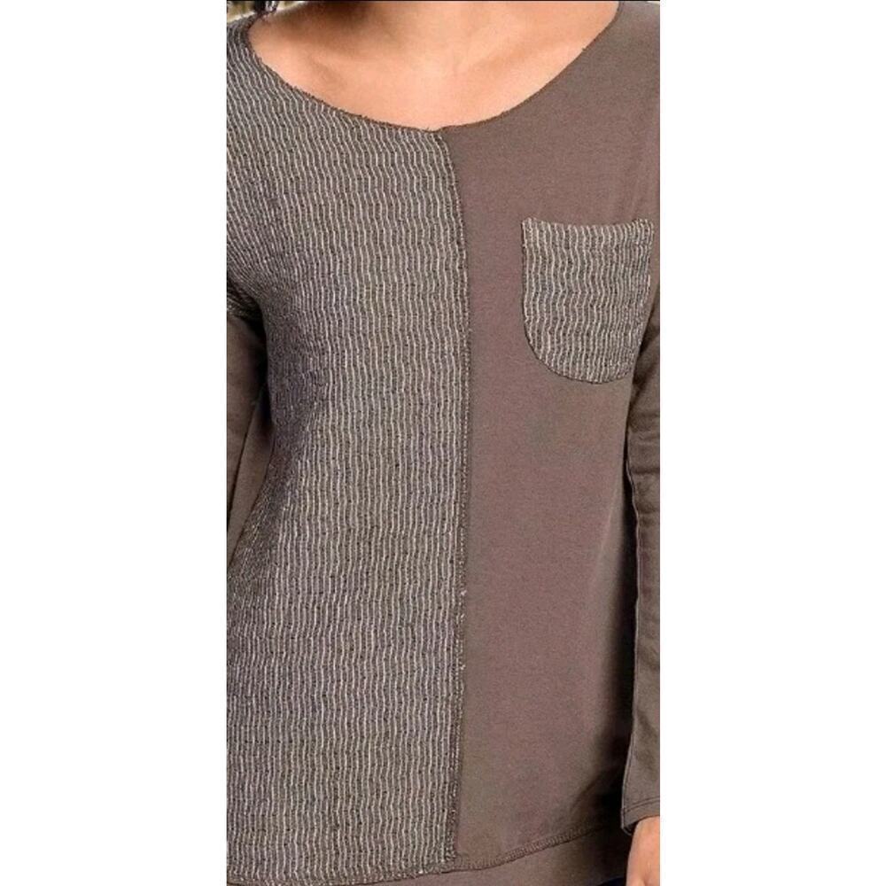 NEW Indigo Thread Knit & Stitched Woven Long Sleeve Paneled Pocket Shirt XS A119